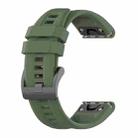 For Garmin Enduro 3 Pure Color Steel Buckle 26mm Silicone Watch Band(Dark Green) - 2
