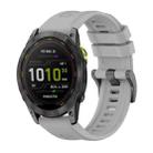 For Garmin Enduro 3 Pure Color Steel Buckle 26mm Silicone Watch Band(Grey) - 1