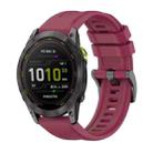 For Garmin Enduro 3 Pure Color Steel Buckle 26mm Silicone Watch Band(Wine Red) - 1