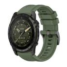 For Garmin Tactix 7 AMOLED Pure Color Steel Buckle 26mm Silicone Watch Band(Dark Green) - 1