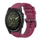 For Garmin Tactix 7 AMOLED Pure Color Steel Buckle 26mm Silicone Watch Band(Wine Red) - 1