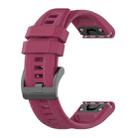 For Garmin Tactix 7 AMOLED Pure Color Steel Buckle 26mm Silicone Watch Band(Wine Red) - 2