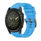 For Garmin Tactix 7 AMOLED Pure Color Steel Buckle 26mm Silicone Watch Band(Sky Blue) - 1