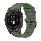 For Garmin Fenix 7X Pro 51mm Pure Color Steel Buckle 26mm Silicone Watch Band(Dark Green) - 1