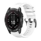 For Garmin Fenix 7X Pro 51mm Pure Color Steel Buckle 26mm Silicone Watch Band(White) - 1