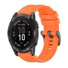 For Garmin Fenix 7X Pro 51mm Pure Color Steel Buckle 26mm Silicone Watch Band(Orange) - 1