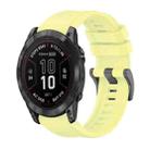 For Garmin Fenix 7X Pro 51mm Pure Color Steel Buckle 26mm Silicone Watch Band(Yellow) - 1