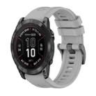 For Garmin Fenix 7X Pro 51mm Pure Color Steel Buckle 26mm Silicone Watch Band(Grey) - 1