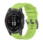 For Garmin Fenix 7X Pro 51mm Pure Color Steel Buckle 26mm Silicone Watch Band(Lime) - 1