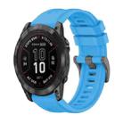 For Garmin Fenix 7X Pro 51mm Pure Color Steel Buckle 26mm Silicone Watch Band(Sky Blue) - 1