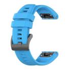 For Garmin Fenix 7X Pro 51mm Pure Color Steel Buckle 26mm Silicone Watch Band(Sky Blue) - 2
