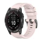 For Garmin Fenix 7X Pro 51mm Pure Color Steel Buckle 26mm Silicone Watch Band(Pink) - 1