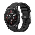 For Garmin Epix Pro 51mm Pure Color Steel Buckle 26mm Silicone Watch Band(Black) - 1