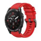 For Garmin Epix Pro 51mm Pure Color Steel Buckle 26mm Silicone Watch Band(Red) - 1