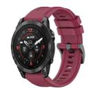 For Garmin Epix Pro 51mm Pure Color Steel Buckle 26mm Silicone Watch Band(Wine Red) - 1