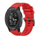 For Garmin Instinct 2X Solar Pure Color Steel Buckle 26mm Silicone Watch Band(Red) - 1