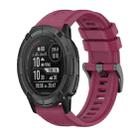 For Garmin Instinct 2X Solar Pure Color Steel Buckle 26mm Silicone Watch Band(Wine Red) - 1