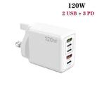 120W 3 PD Type-C Dual USB Multi Port Charger for Mobile Phones, UK Plug(White) - 2