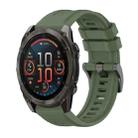 For Garmin Fenix 8 AMOLED 47mm Pure Color Steel Buckle 22mm Silicone Watch Band(Dark Green) - 1