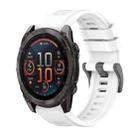 For Garmin Fenix 8 AMOLED 47mm Pure Color Steel Buckle 22mm Silicone Watch Band(White) - 1