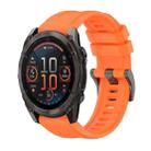 For Garmin Fenix 8 AMOLED 47mm Pure Color Steel Buckle 22mm Silicone Watch Band(Orange) - 1