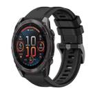 For Garmin Fenix 8 AMOLED 47mm Pure Color Steel Buckle 22mm Silicone Watch Band(Black) - 1