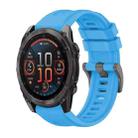 For Garmin Fenix 8 AMOLED 47mm Pure Color Steel Buckle 22mm Silicone Watch Band(Sky Blue) - 1