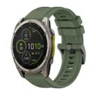 For Garmin Fenix 8 MIP 47mm Pure Color Steel Buckle 22mm Silicone Watch Band(Dark Green) - 1