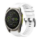 For Garmin Fenix 8 MIP 47mm Pure Color Steel Buckle 22mm Silicone Watch Band(White) - 1