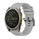 For Garmin Fenix 8 MIP 47mm Pure Color Steel Buckle 22mm Silicone Watch Band(Grey) - 1