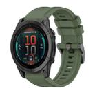 For Garmin Fenix E 47mm Pure Color Steel Buckle 22mm Silicone Watch Band(Dark Green) - 1