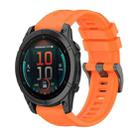 For Garmin Fenix E 47mm Pure Color Steel Buckle 22mm Silicone Watch Band(Orange) - 1