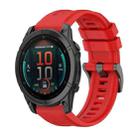 For Garmin Fenix E 47mm Pure Color Steel Buckle 22mm Silicone Watch Band(Red) - 1