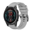 For Garmin Fenix E 47mm Pure Color Steel Buckle 22mm Silicone Watch Band(Grey) - 1