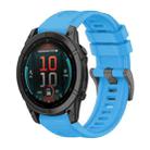 For Garmin Fenix E 47mm Pure Color Steel Buckle 22mm Silicone Watch Band(Sky Blue) - 1