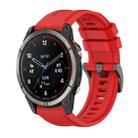 For Garmin Quatix 7 Pro Pure Color Steel Buckle 22mm Silicone Watch Band(Red) - 1