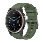 For Garmin Quatix 7 Pure Color Steel Buckle 22mm Silicone Watch Band(Dark Green) - 1