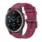 For Garmin Quatix 7 Pure Color Steel Buckle 22mm Silicone Watch Band(Wine Red) - 1