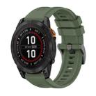 For Garmin Fenix 7 Pro 47mm Pure Color Steel Buckle 22mm Silicone Watch Band(Dark Green) - 1