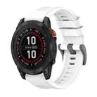 For Garmin Fenix 7 Pro 47mm Pure Color Steel Buckle 22mm Silicone Watch Band(White) - 1