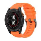 For Garmin Fenix 7 Pro 47mm Pure Color Steel Buckle 22mm Silicone Watch Band(Orange) - 1