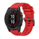 For Garmin Fenix 7 Pro 47mm Pure Color Steel Buckle 22mm Silicone Watch Band(Red) - 1