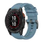 For Garmin Fenix 7 Pro 47mm Pure Color Steel Buckle 22mm Silicone Watch Band(Rock Cyan) - 1