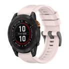 For Garmin Fenix 7 Pro 47mm Pure Color Steel Buckle 22mm Silicone Watch Band(Pink) - 1