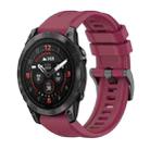 For Garmin Epix Pro 47mm Pure Color Steel Buckle 22mm Silicone Watch Band(Wine Red) - 1