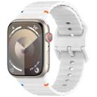 For Apple Watch SE 2023 44mm Wavy Grain Stitched Silicone Watch Band(White) - 1