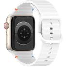 For Apple Watch SE 2023 44mm Wavy Grain Stitched Silicone Watch Band(White) - 2