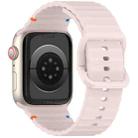 For Apple Watch SE 2023 44mm Wavy Grain Stitched Silicone Watch Band(Sandy Pink) - 2