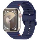 For Apple Watch SE 2023 44mm Wavy Grain Stitched Silicone Watch Band(Navy Blue) - 1