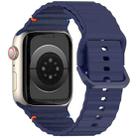 For Apple Watch SE 2023 44mm Wavy Grain Stitched Silicone Watch Band(Navy Blue) - 2